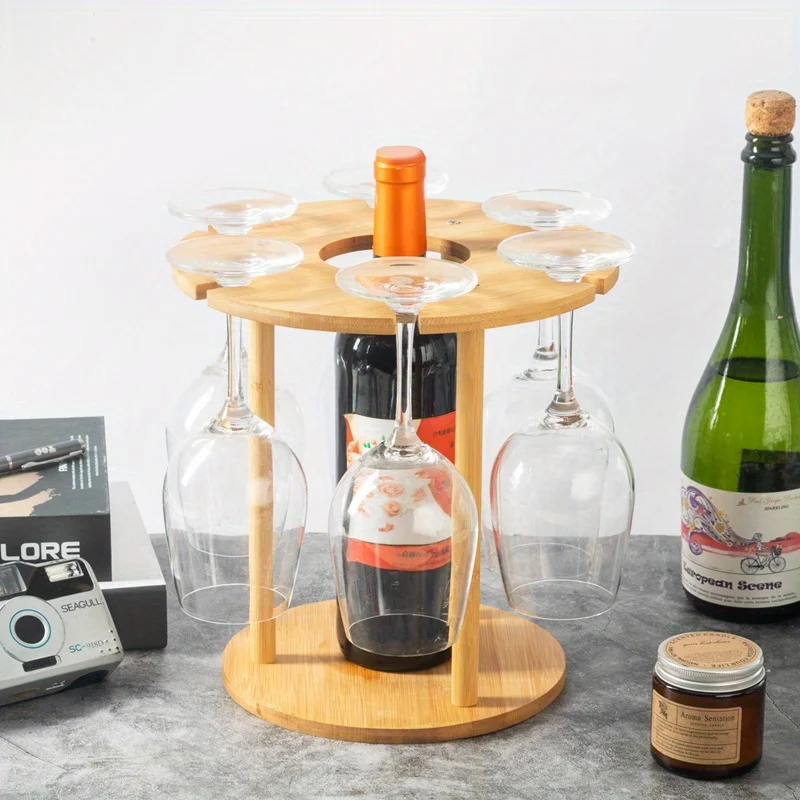 Bamboo Cup Bottle Holders Household Red Wine Hanging Drain Goblet Holder Display Stand Support Dry Bracket