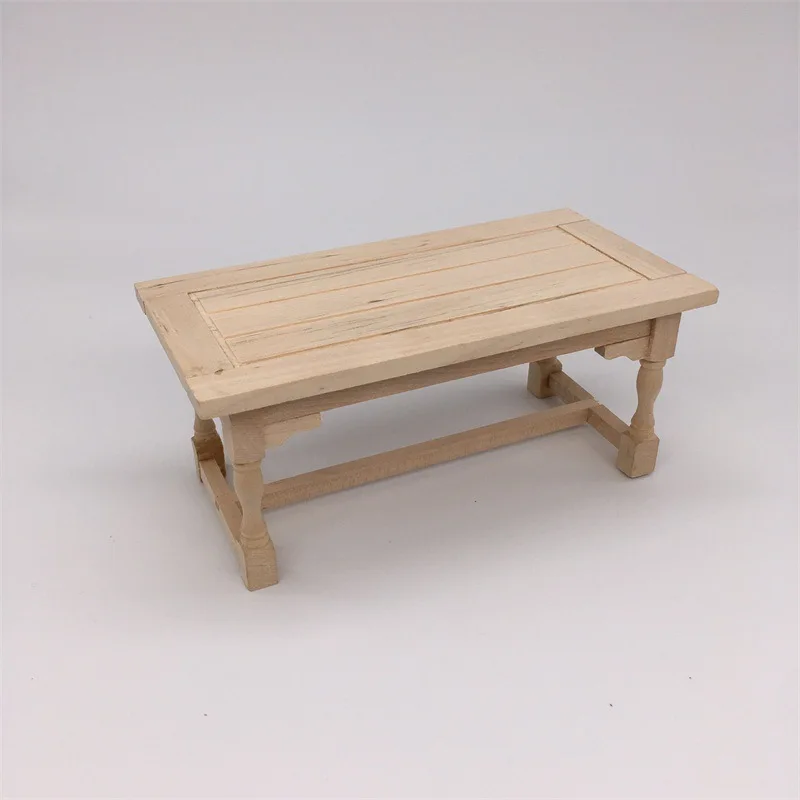 1/12 Scale Mini Furniture Original Wood Unpainted Desk Table Model for 6''Action Figures Garden Resturant Decorations DIY