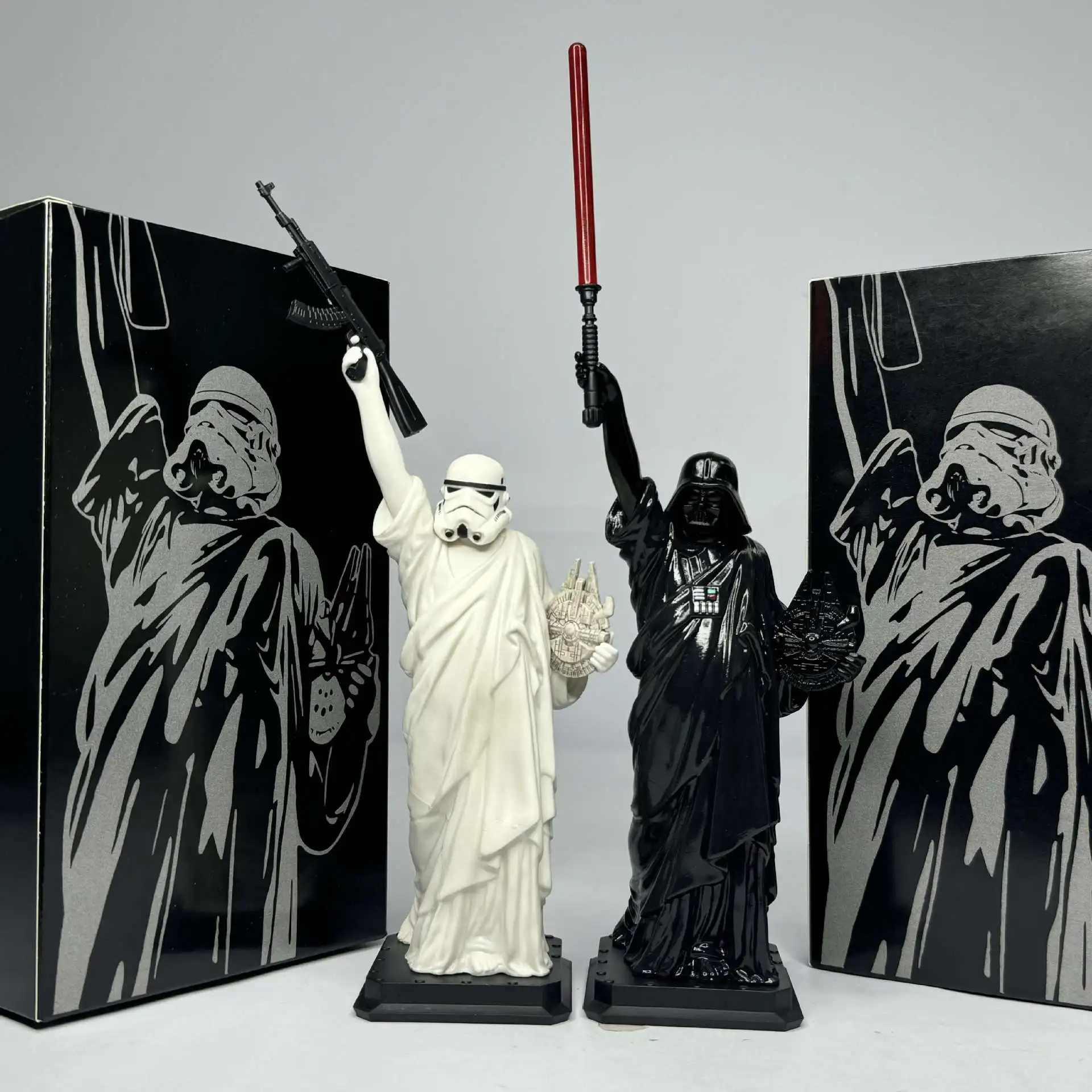Star Wars Anime Figuren Zwarte Samurai Witte Vrede Krijger Cosplay Vrijheidsbeeld Pop Model Auto Decoratie Geschenken Kinderen Speelgoed