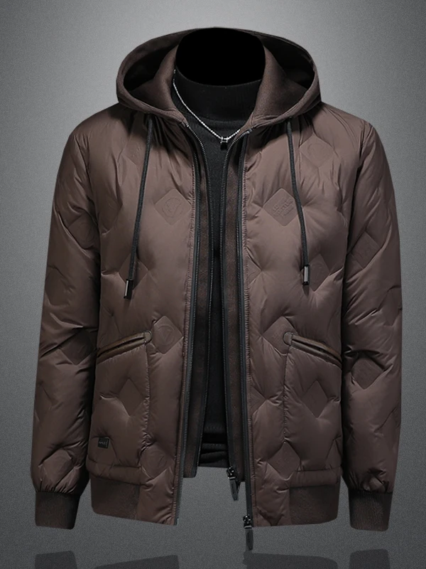 

Thiened down Jaet Men's Winter New Sle 90 White Du Feather Detachable Hood Warmth Outerwear Ci Casual Daily Wear