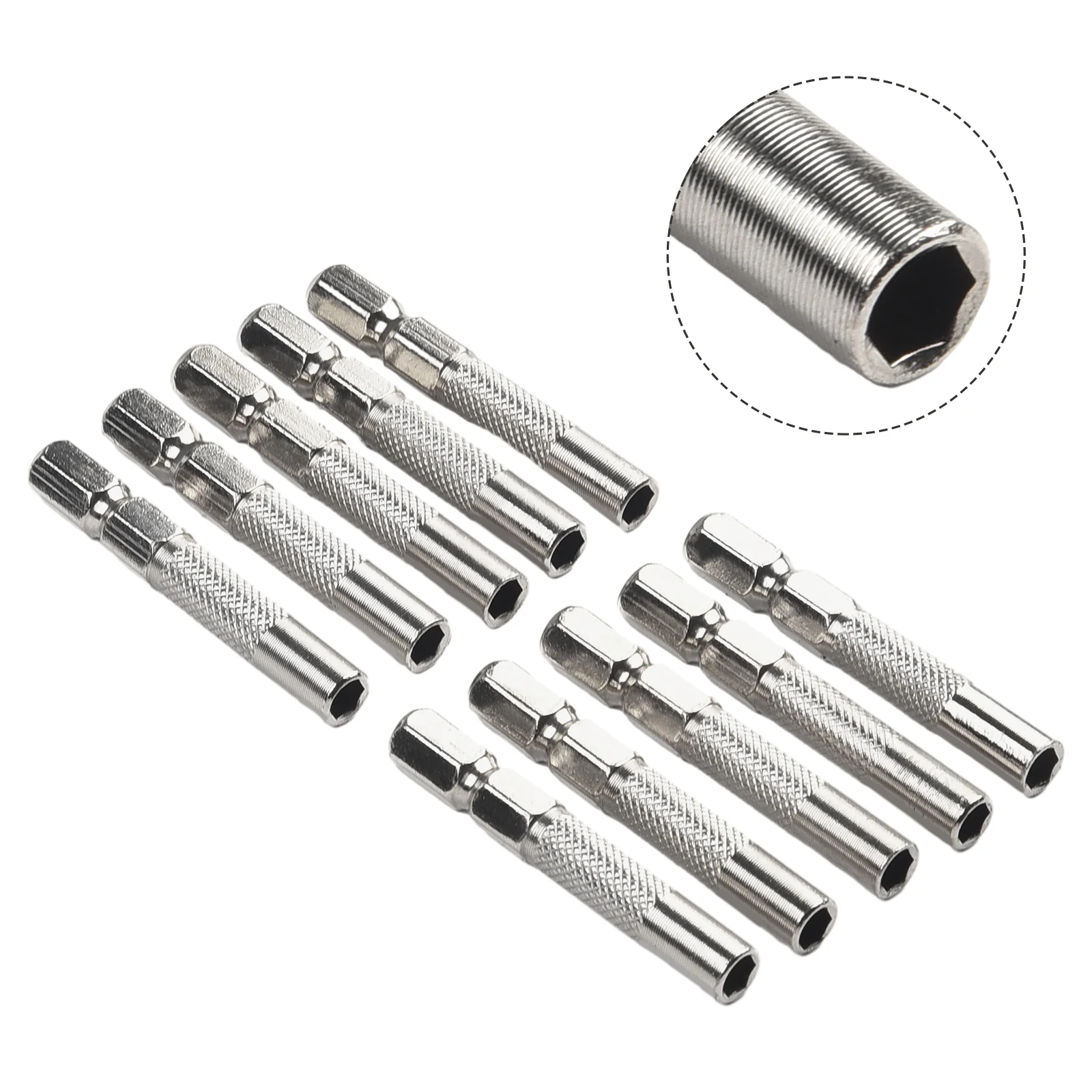 Adapter Insert Bit Electric Hex Parts Replacement Screwdriver Shank Silver 6.35mm Handle System Tool 10PCS 4mm