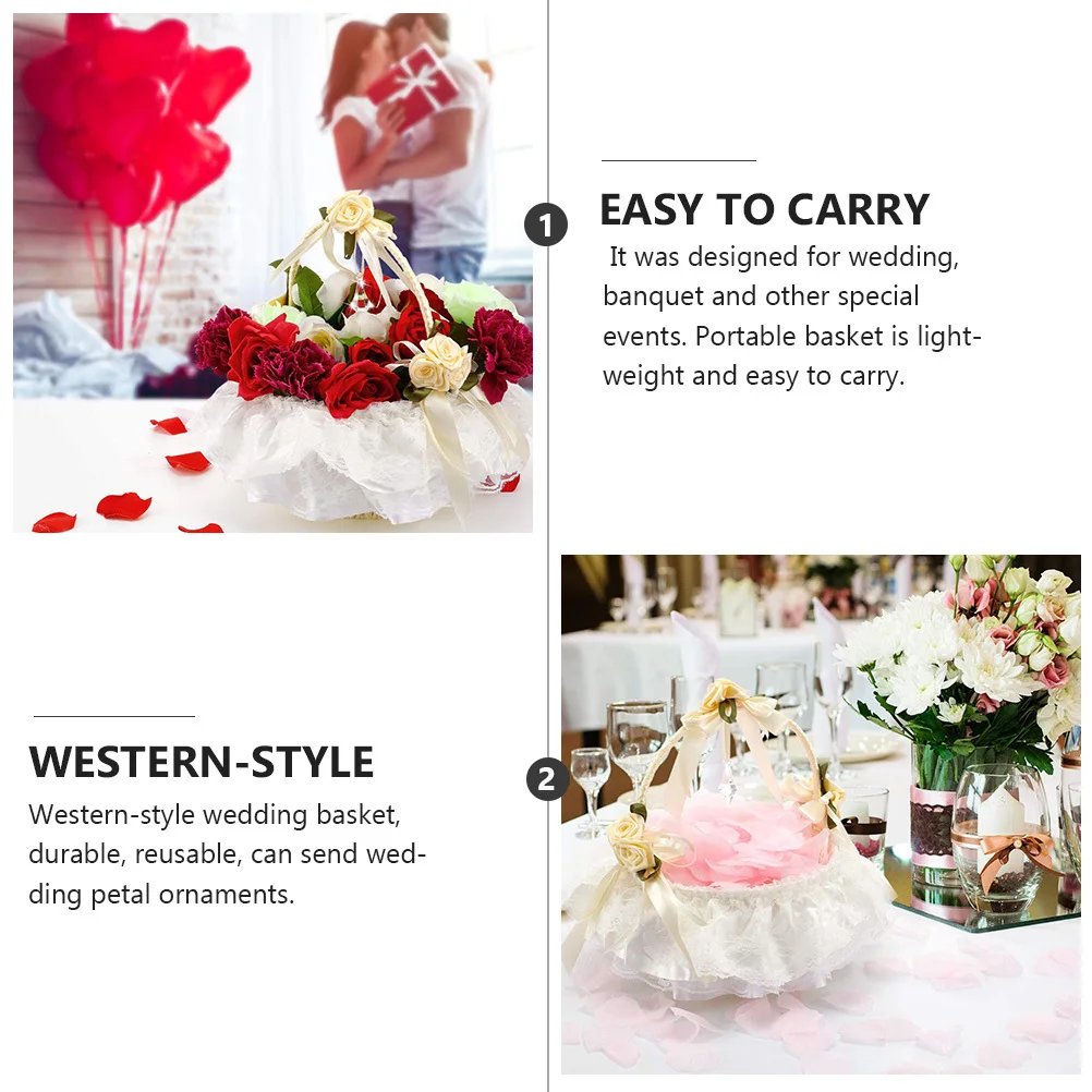 

Wedding Flower Basket Portable Lightweight Reusable Bridal Party Petal Toss Decoration Flower Baskets For Wedding Storage Basket