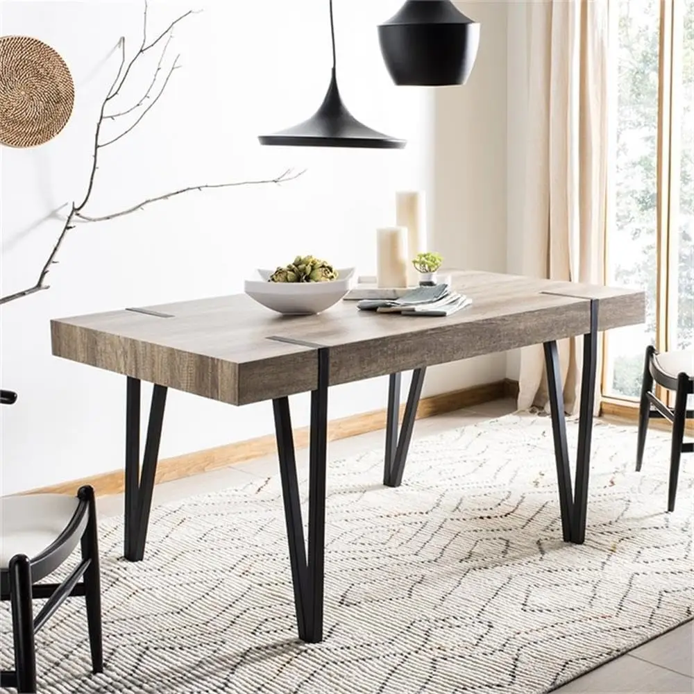 Home Alyssa Rustic Industrial Brown and Black Dining Table Perfect for Any Dining Room of The Highest Quality Unmatched Style