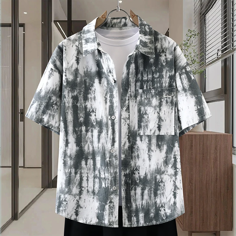 

Summer Men's Tie Dye ort Sve Casual irt f Sve Faionable Trendy Youth Cotton Polyester Blend Breathable irt