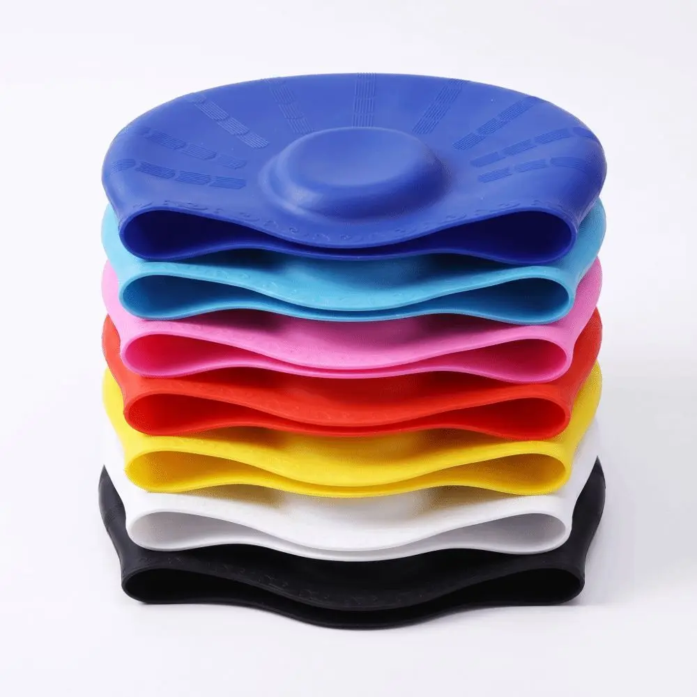 Diving Equipment Ear Pockets Silicone Swim Cap High Elasticity Waterproof Swimming Cap Ear Protection Large Size Swim Hat Boys