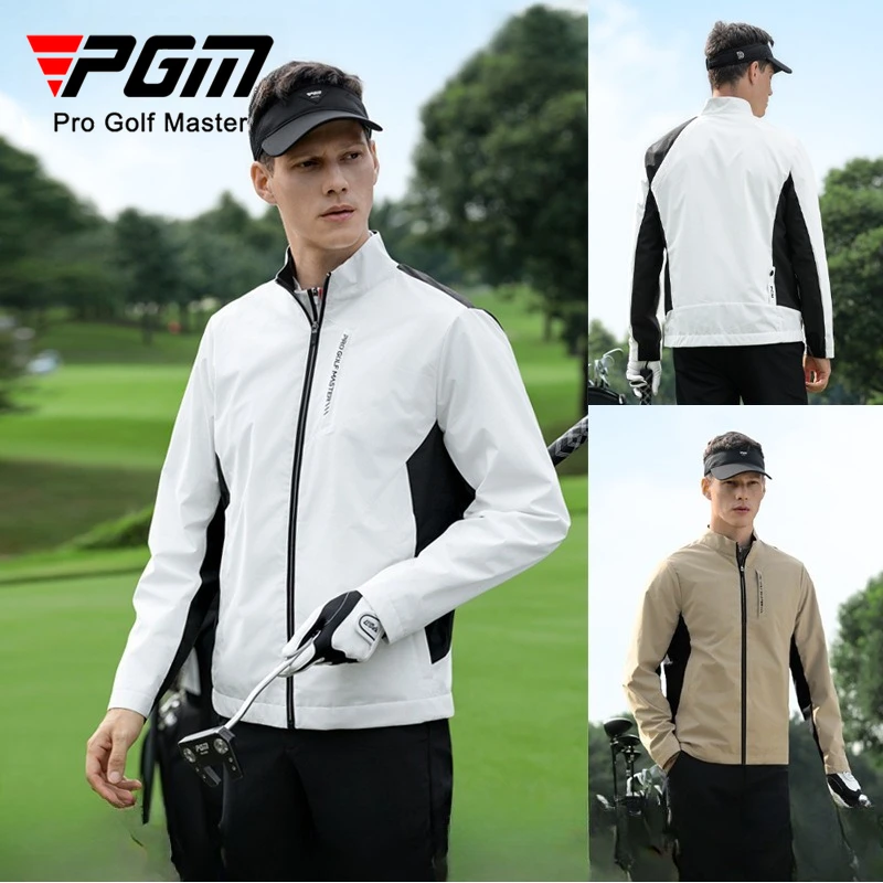 

PGM Golf Men's Autumn Winter Stand Up Rainproof Jackets Sports Top Windbreaker YF817