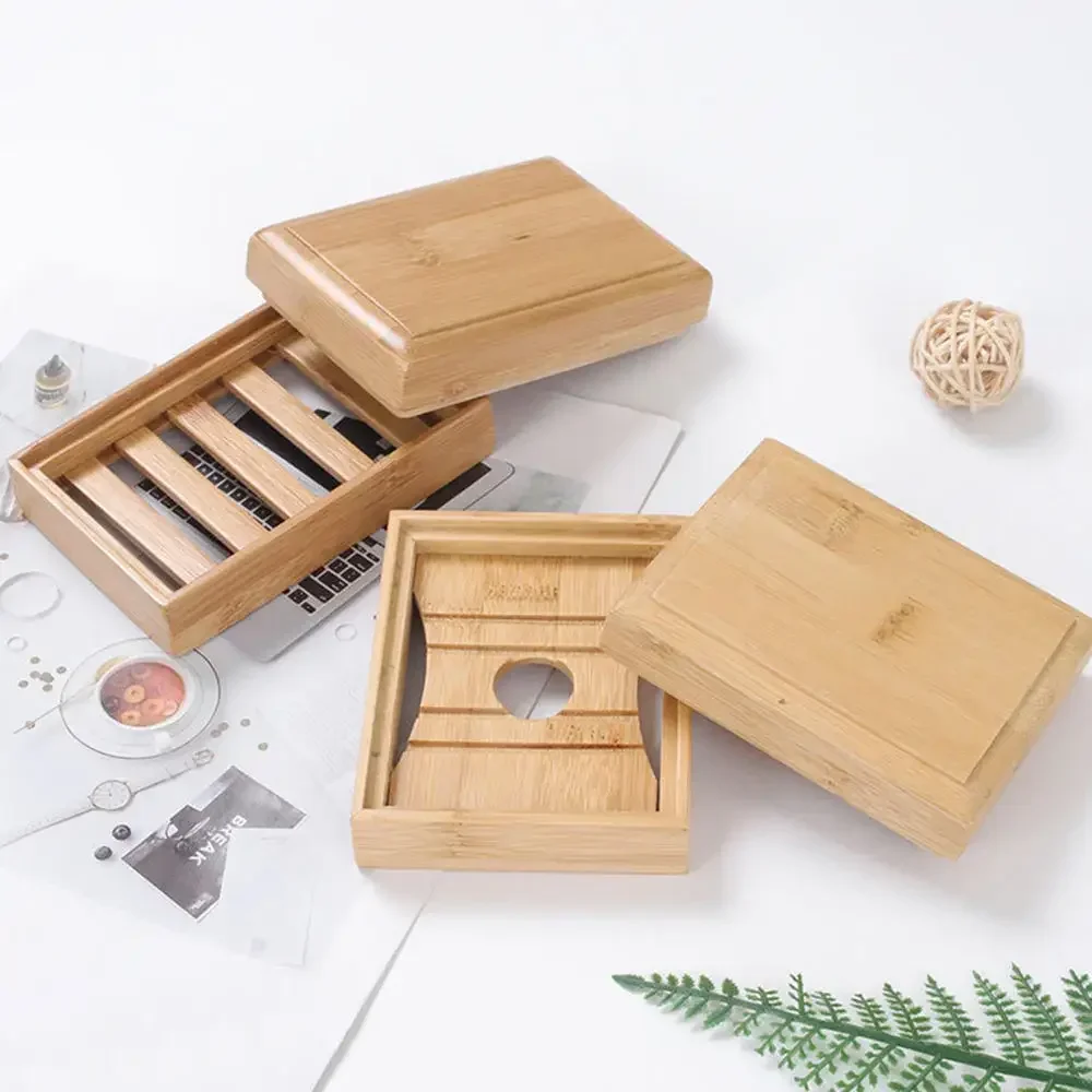 Economic Soap Box Natural Wood Soap Container Home Soap-Dish Case Bamboo Wooden Soap-Holders Kitchen Bathroom Storage Rack