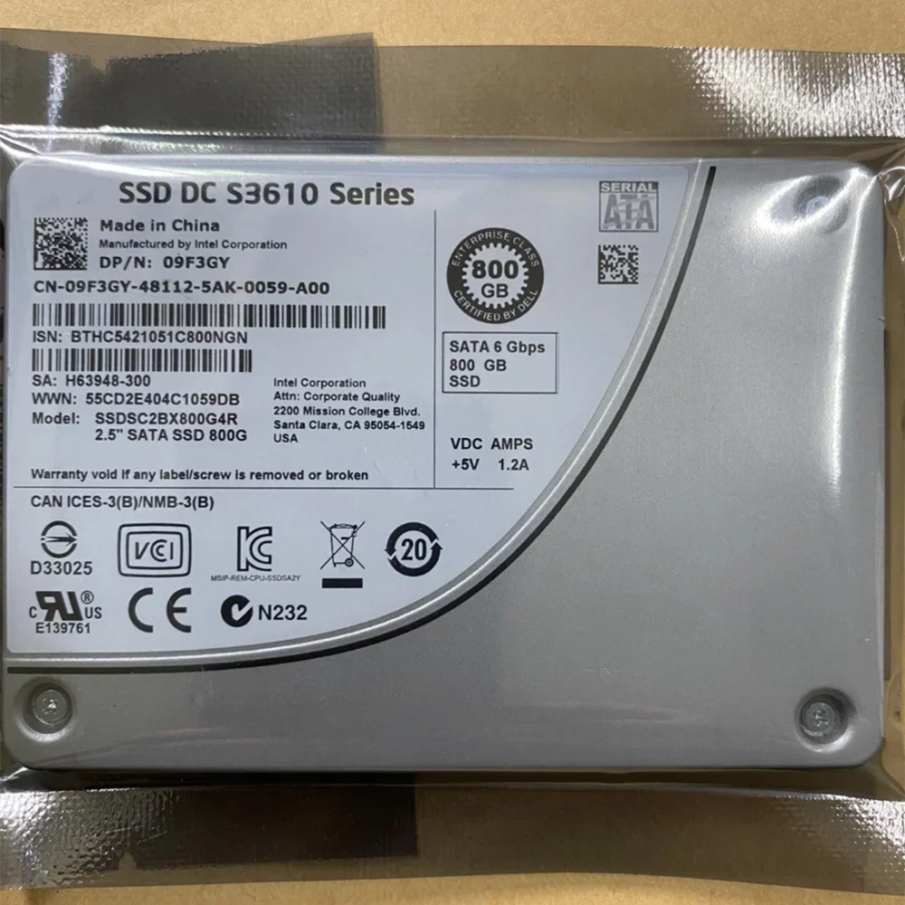 Unidade de estado sólido interna para Intel, Original, SSD, DC S3610, 400GB, 800GB, 1,2 TB, 1,6 TB, 2,5 ", MLC, SATA, SSD para Intel