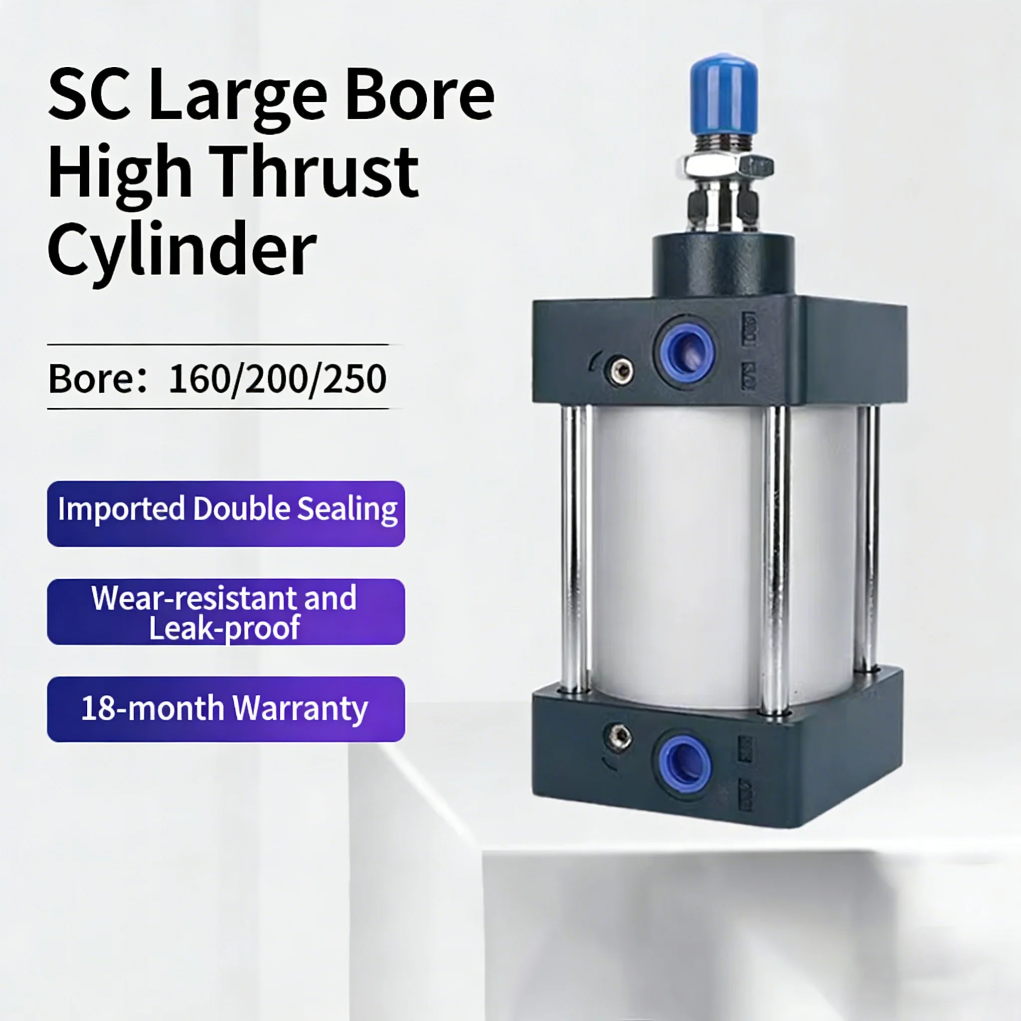 Large Bore Cylinder, Large Thrust, Heavy Duty Small Pneumatic SC125/160/200/250X50X100X150