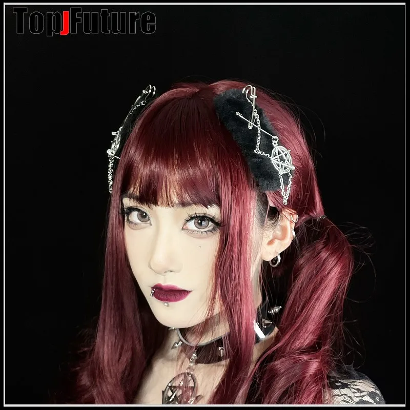 Women Harajuku Y2K Girl Gothic Lolita Willow nail Punk Hairpin Headdress Hair Pins Furry Hair Clip hairclip accessorie