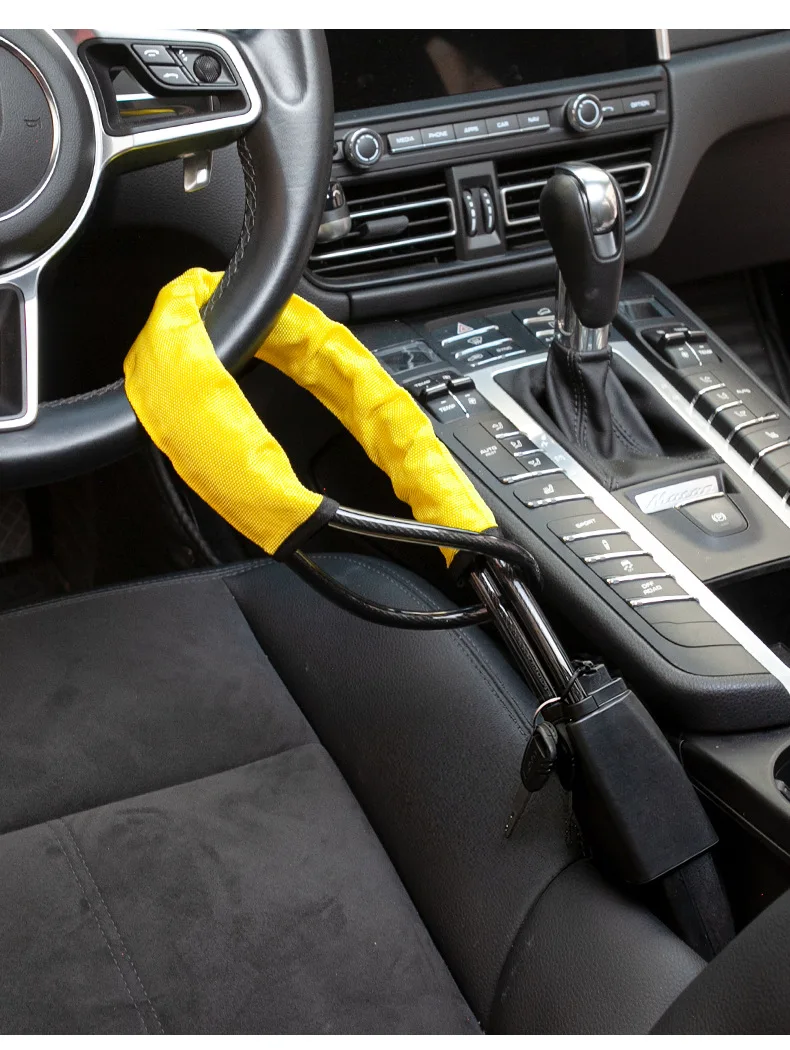 Lenkradschloss für Fahrzeuge, Auto-Sicherheits-Diebstahlschutz, langlebige Kabelschutzvorrichtung für Limousinen, SUVs, Parkzubehör für den Außenbereich – Detail 11