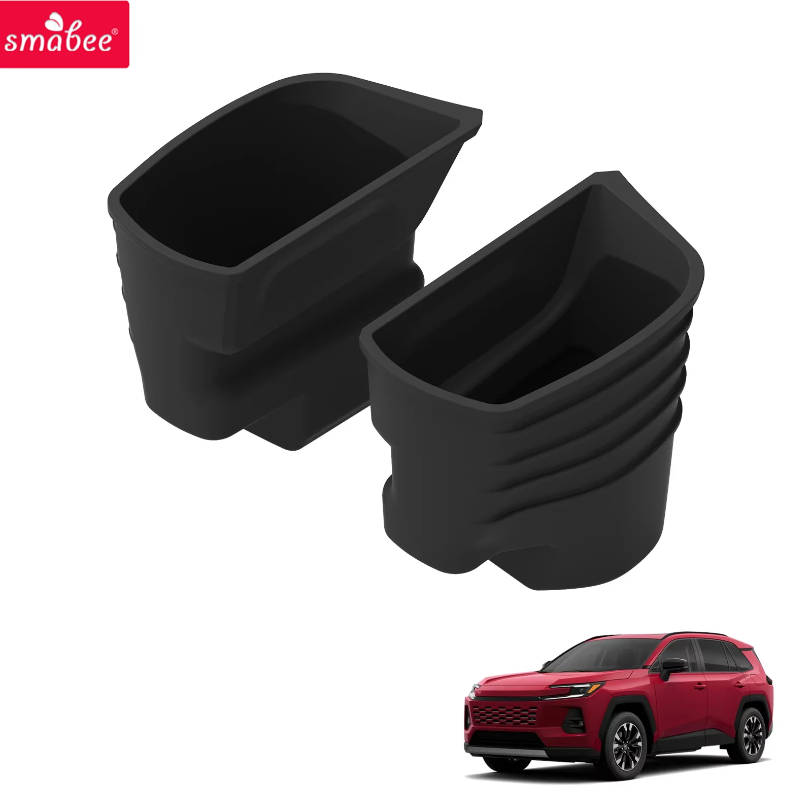Smabee for Toyota RAV4 2026 Front Door Storage Bucket Organizer Left Right Gate Groove Storage Car Interior Accessories Black