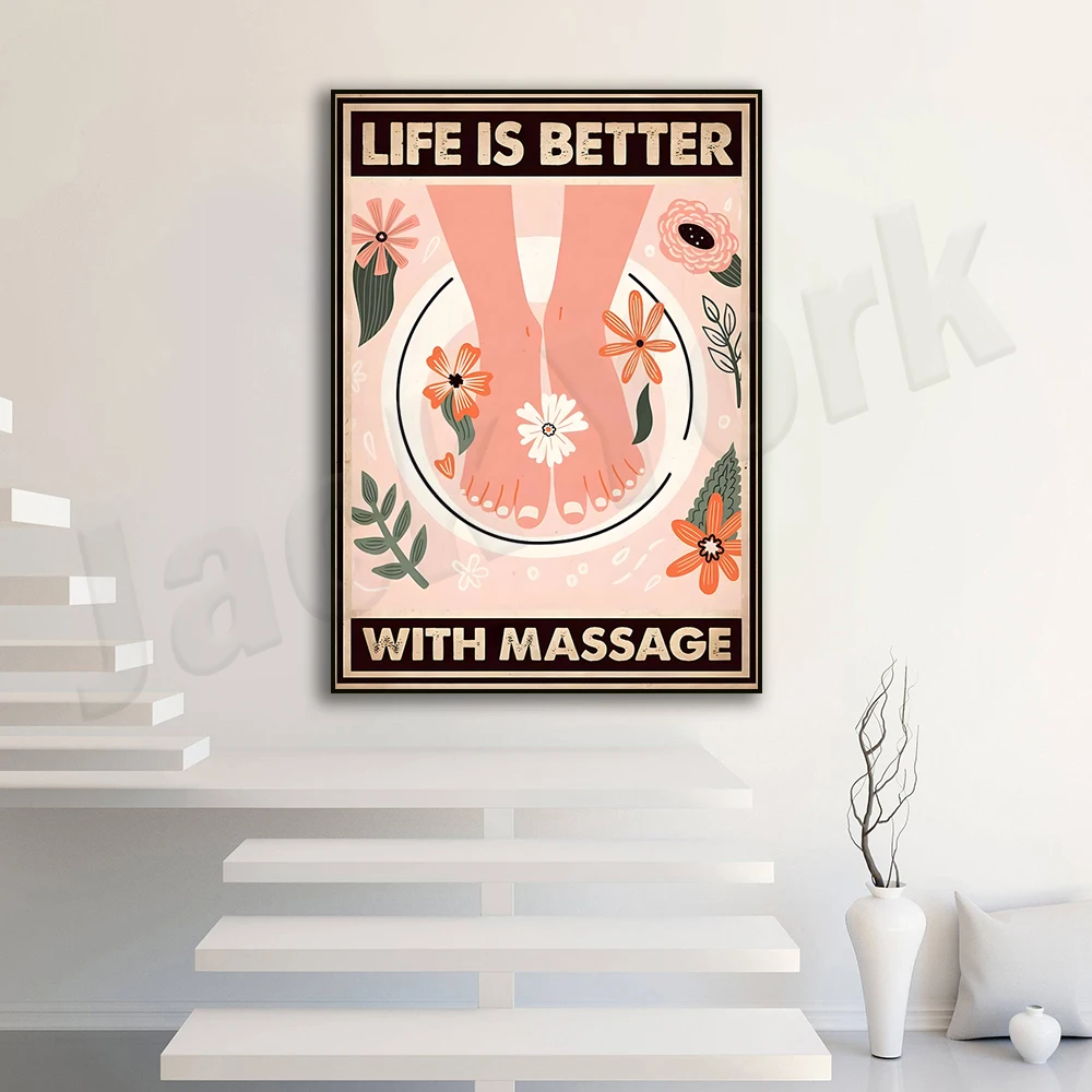 Mental Health Matters Poster, Pot Head Flowers, Spa Wall Decor, Love Yourself Vintage Wall Art