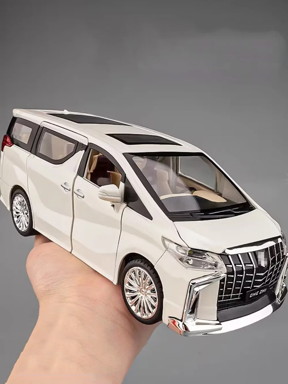 

1/24 Alphard MPV Toys Model Car Alloy Die-casting Vehicle 6 Door Can Opened Sound Light Pull Back High Simulation Toys Boy Gifts