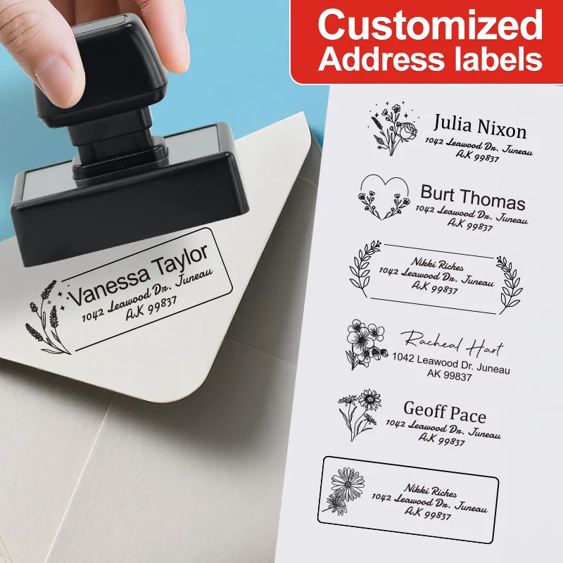 Custom Personalized Address Stamp-Self Inking Stamp for Business, Packaging, Baptism, Birthday Party & Badge Gift