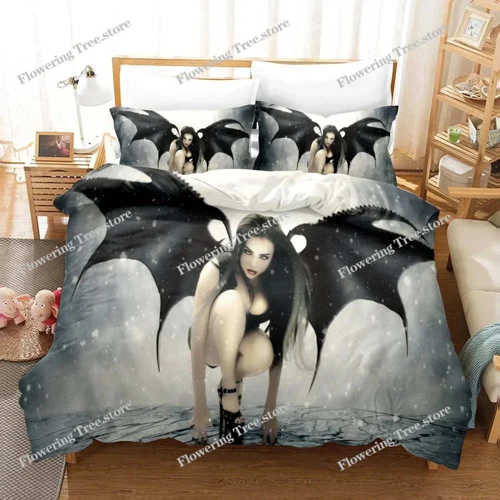 3D Print Fallen Angel Bedding Set Duvet Cover Bed Set Quilt Cover Pillowcase Comforter king Queen Size Boys Adult Bedding Set