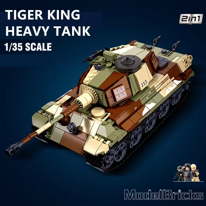 Sluban 930PCS ARMY Tiger King Tanque Pesado Força Terrestre Conjunto de Blocos de Montar Educacionais para Crianças