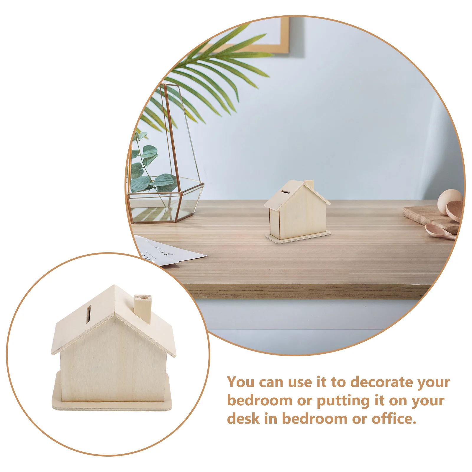 5 szt. Drewniane skarbonki DIY w kształcie domków, niepomalowane, dla dzieci, kreatywne projekty edukacyjne do oszczędzania, rękodzieło, skarbonki świnki.