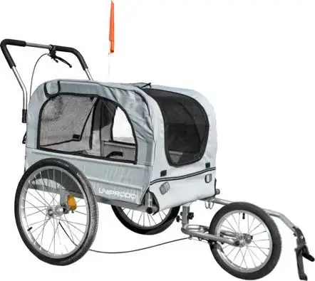 Pet Bicycle Trailer Foldable Cat and Dog Cart Two Outdoor Camping Luggage Trailer Pet Trolley Small Animal Carrier