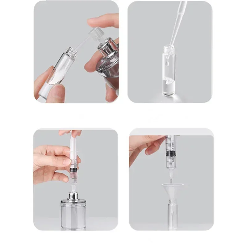 พลาสติกเติมน้ําหอมเครื่องมือ 4 ชิ้น/เซ็ตDiffuser Syringe Straw Dropperช่องทางสเปรย์จ่ายที่จําเป็นเครื่องสําอางค์ชุดเครื่องมือ