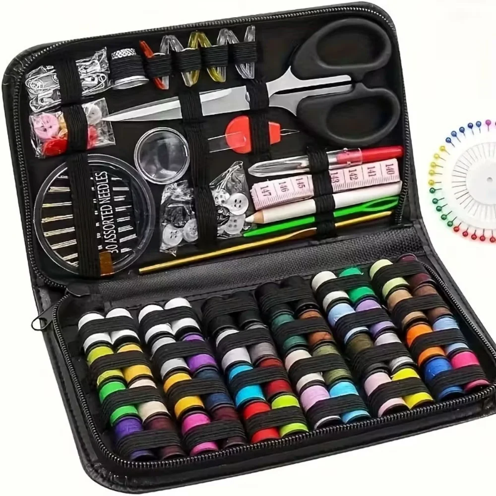 172/27pcs/set Sewing Kit with Threads Needles Scissors Tape Measure Buttons Storage Bag Portable Travel Sewing Box Tools image 5