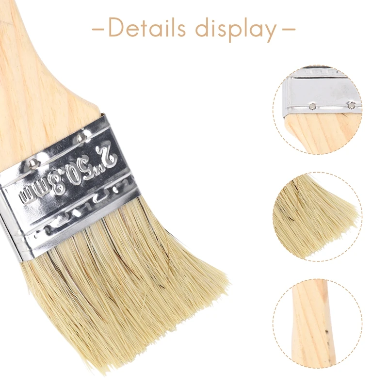 15インチ（35mm）ペイントブラシとチップペイントブラシの24パック、ペイント汚れ、ワニス、接着剤用-a51m