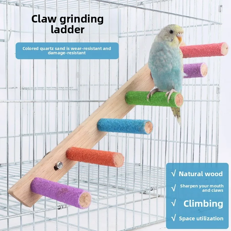 

Natural Sandy Perch Birds Cockatiel Budgie Parrot Cage Grinding Claw Wooden Stick Toy Standing Grooming Pole Trimming Platform