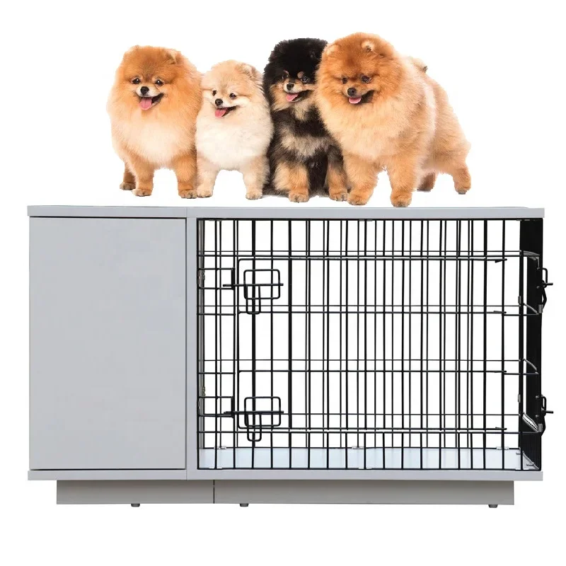 House Indoor Metal Iron Large Size Dog Crate New Design Animal Pet Furniture Cage Factory Wholesale Modern White Solid AEOLUS