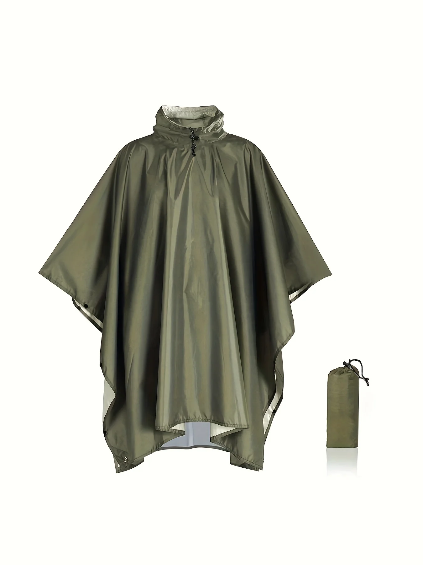 Men's Casual Solid Hooded Raincoat, Long Sleeve Hooded Rain Poncho Jacket, Men's Rainsuit Outdoor