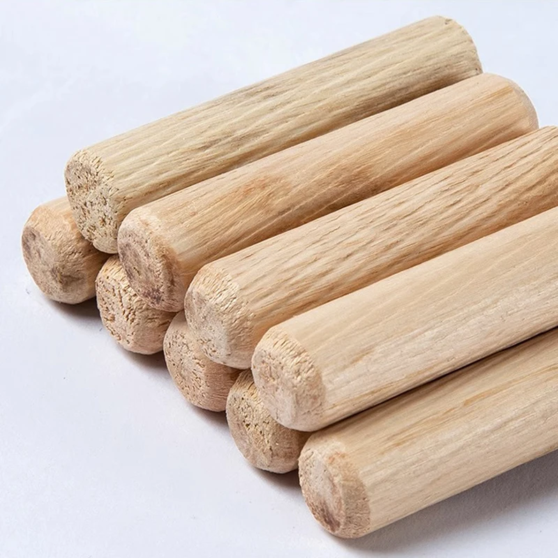 100pcs/pack Round Wooden Dowel Pins 6*40mm 8*40mm 10*40mm Cabinet Drawer Round Fluted DIY Woodworking For Dowel Jigs Drill