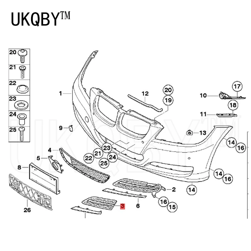 Grille Gesloten Linkerkant 3 Systeem E90 E91 318 325 316i 51117138417 51117138418