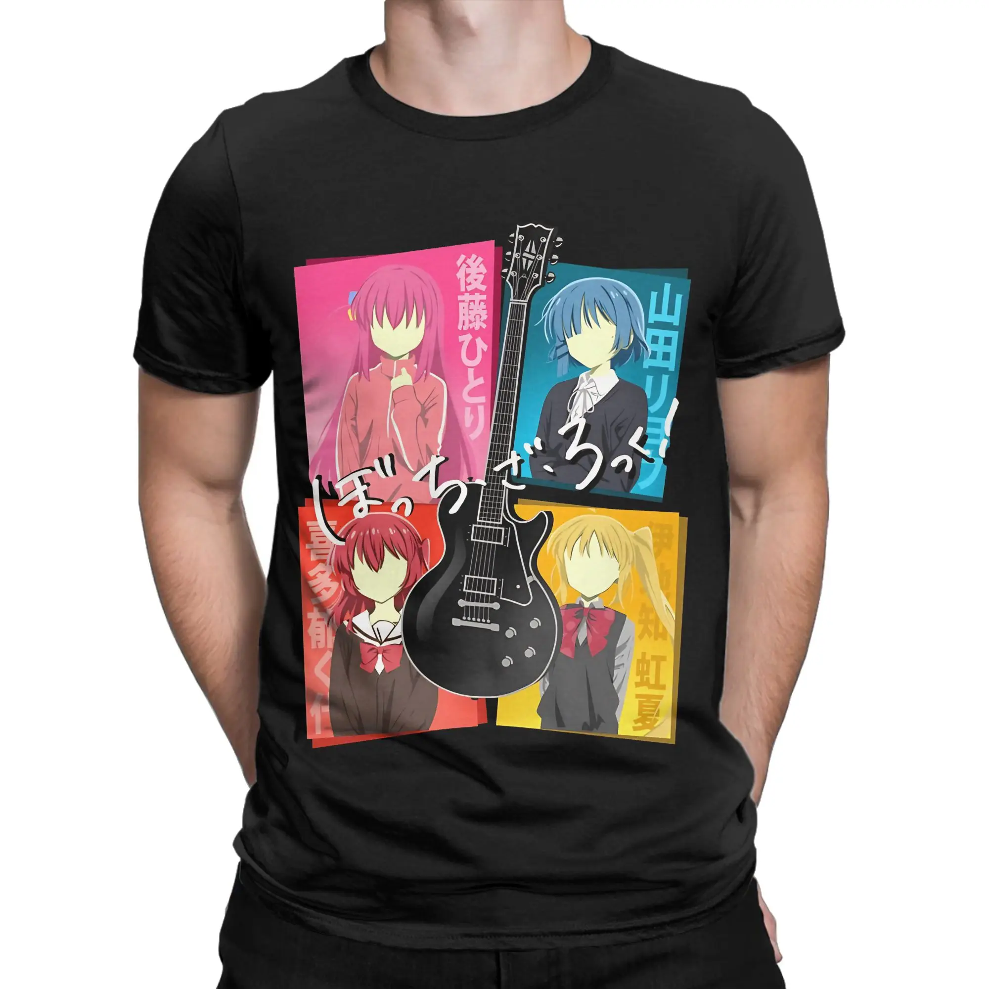 Anime Girl Rock Band  Classic Bocchi the Rock Funny Graphic 100% Cotton T-Shirt Tees Tops For Men