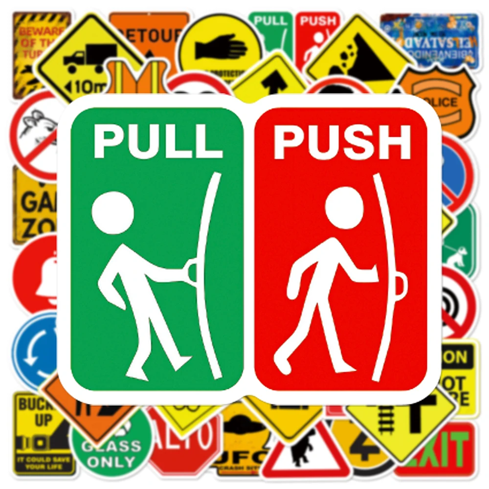 10/30/50/100pcs Cartoon Danger Warning Sign Stickers Banning Pattern Decal DIY Stationery Laptop Suitcase Funny Graffiti Sticker
