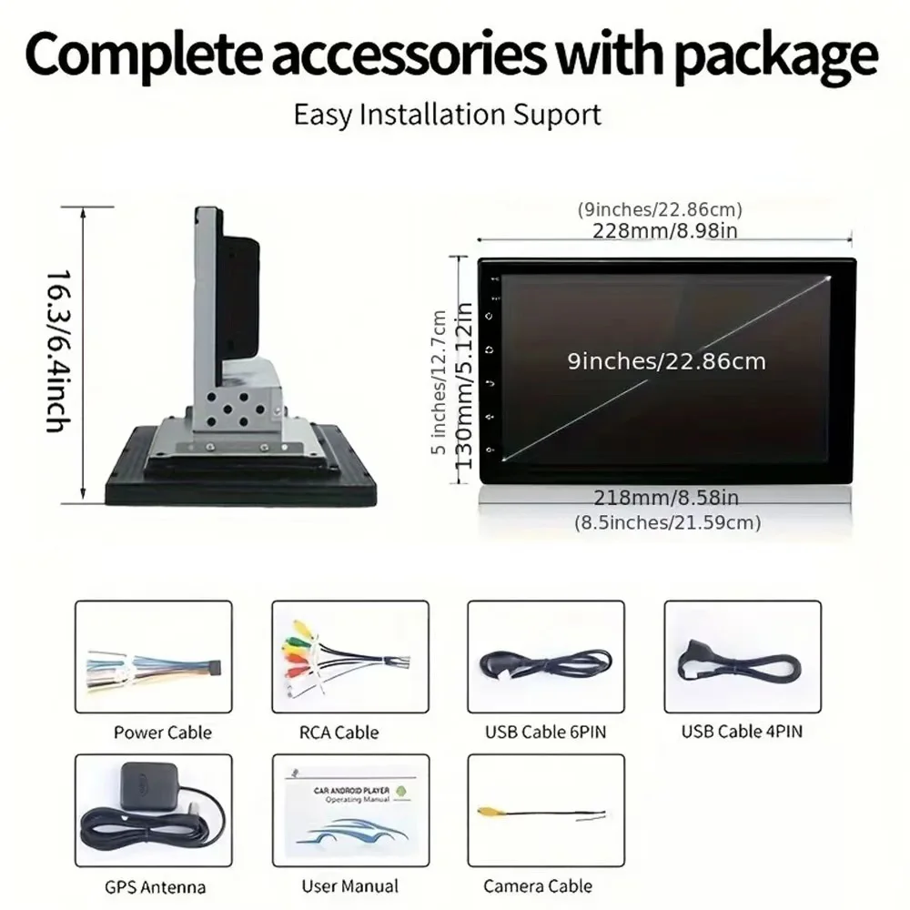 MTIJIEY 1Din راديو السيارة أندرويد 14 CarPlay أندرويد السيارات Autoradio العالمي 9 "واي فاي نظام تحديد المواقع بلوتوث الصوت مشغل فيديو الوسائط المتعددة