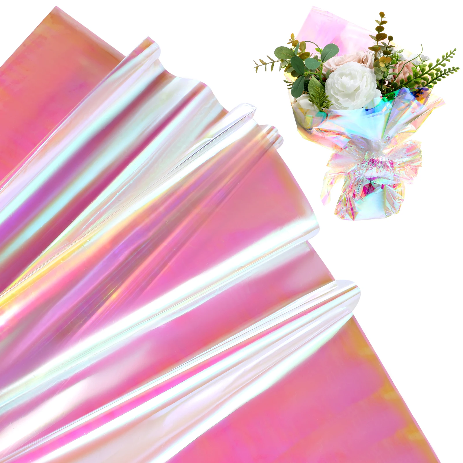 

40 Sheets Cellophane Wrapping Paper Gift Iridescent Films Paper Bouquet Craft Decor Supplies Holiday Floral