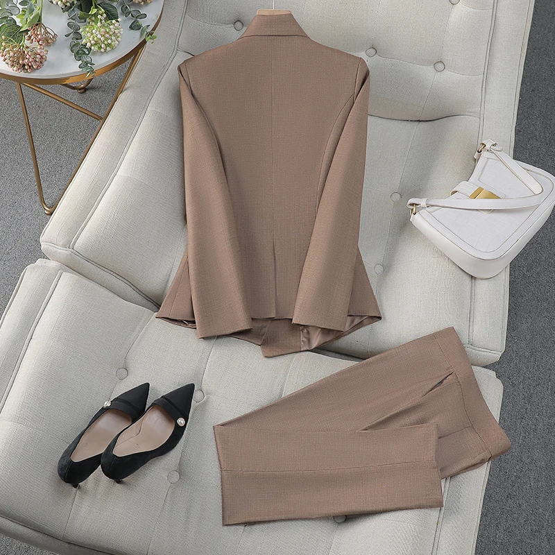 Formal Pantsuits for Women Elegant Professional Business Office Work Wear Blazers Female Career Interview Trousers Set Plus Size