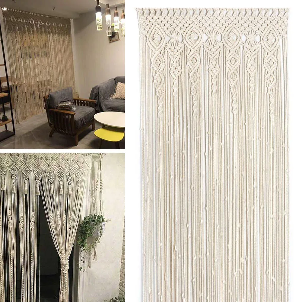

Hand-woven Macrame Wall Hanging Tapestry Bohemian Door Curtain For Window Doorway Bedroom Living Room Wedding Home Decor Craft