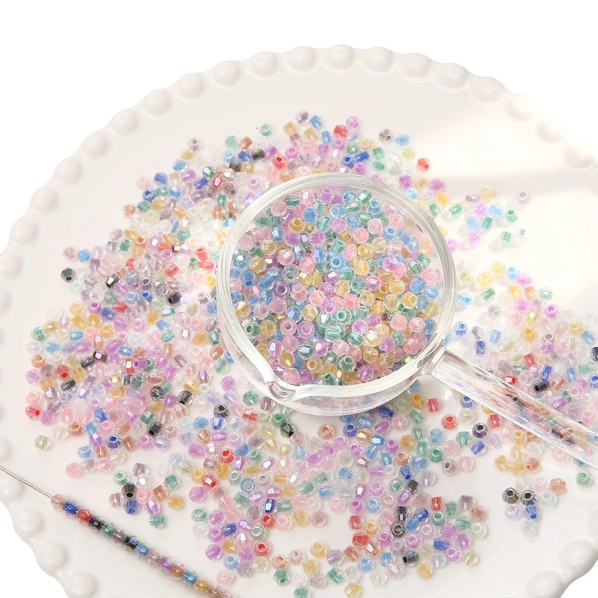 135pcs 4mm Rhombus Glass Seed Beads Faceted Austria Crystal Loose Spacer Beads For Jewelry Making DIY Charm Bracelet Accessories