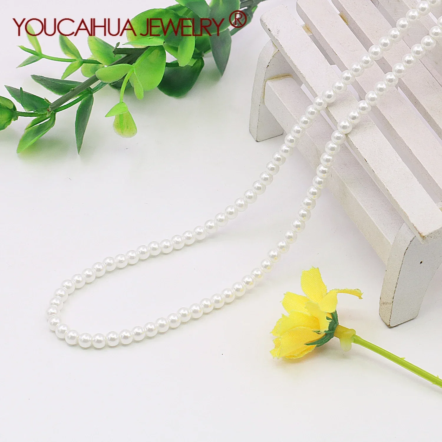 4 مللي متر الأبيض صدف اللؤلؤ قلادة/مجموعات أقراط ، سلسلة سترة مستديرة مطرز ، هدية المرأة ، مأدبة الحفلات ، صنع المجوهرات ، 18 بوصة #1