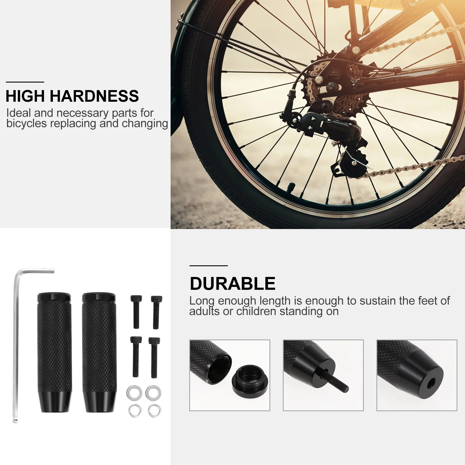 

1Pair Bicycles Pedals Aluminum Alloy Long Length Durable Sturdy Stunt Pegs for Bike Lovers Mountain Cycling Bicycles Pedal