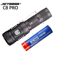 New JetBeam C8 PRO  LED Flashlight  1200LM Max 230M AdjustableFlashlight with 18650 Battery for Camping Hunting