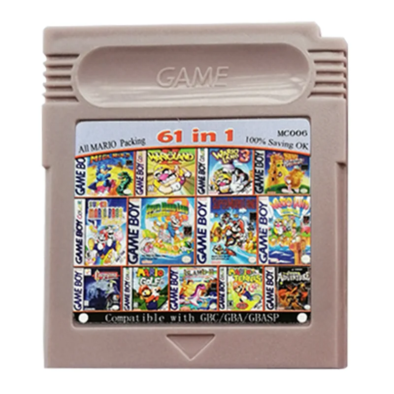 GB GBC GBA 결합 카드 마리오 메모리 카드, 61/108 In 1 비디오 게임 카트리지 클래식 카드 게임 영어 버전 수집