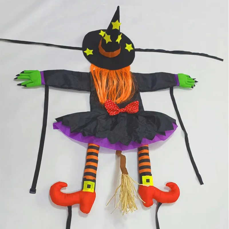 Fun Halloween Witch Crashes Into A Tree Decoration Outdoor Hanging Ornament Garden Tree Hanging Garden Party Scene Decor Prop