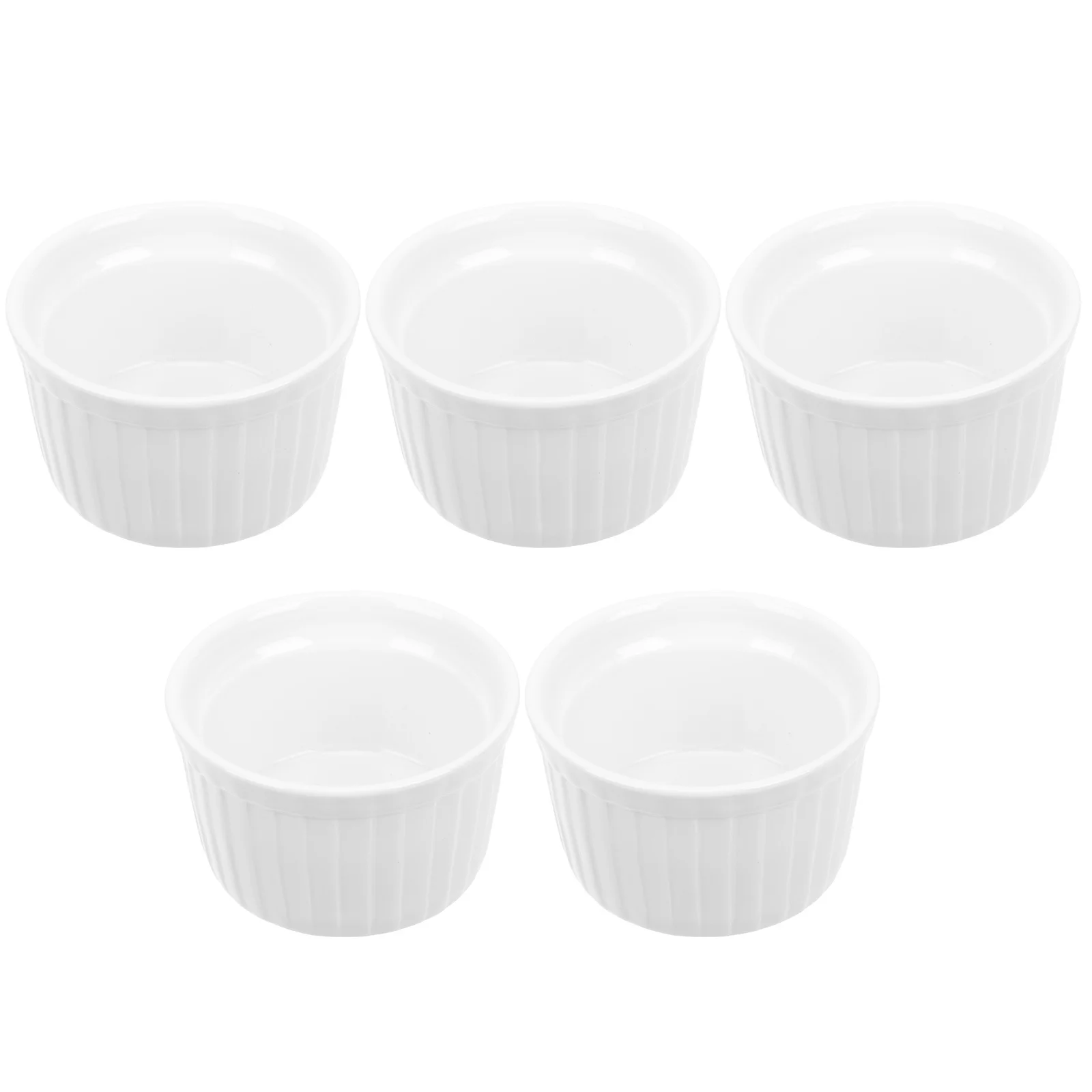 

5Pcs Ceramic Bowl Baking Bowls for Dessert Pudding Milk Steamed Egg Household Restaurant Use Smooth Design Even Heat