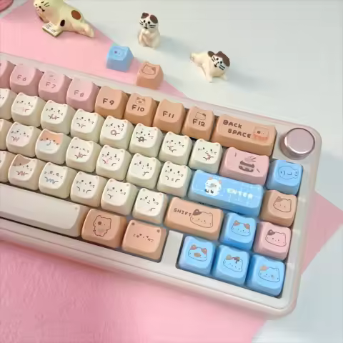 Cute Cat Dog Shape Key Cap Set MAO Profile PBT Custom Keycaps for DIY Mechanical Keyboard 60 70 80 90 108 Layout