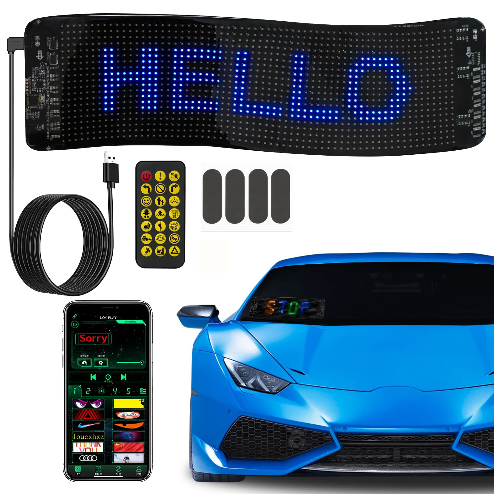 

Programmable Flexible LED Scrolling Digital Display LED Matrix Panel Devil Eye for Car Windshield Custom Text Pattern Animation