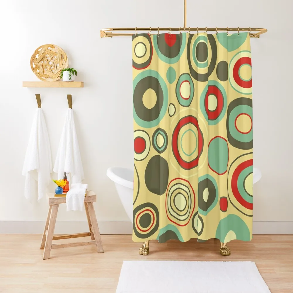 

Colorful retro mid century pattern. 60s 70s style. Shower Curtain Modern Showers For Bathroom Shower Bath Bathroom Deco Curtain