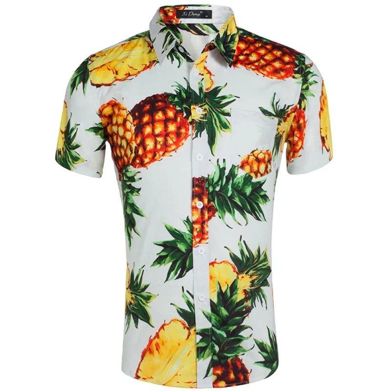 YWSS-New New plus Size Men's Poplin Printed Cloth Casual European Size Short Sleeve Shirt Men