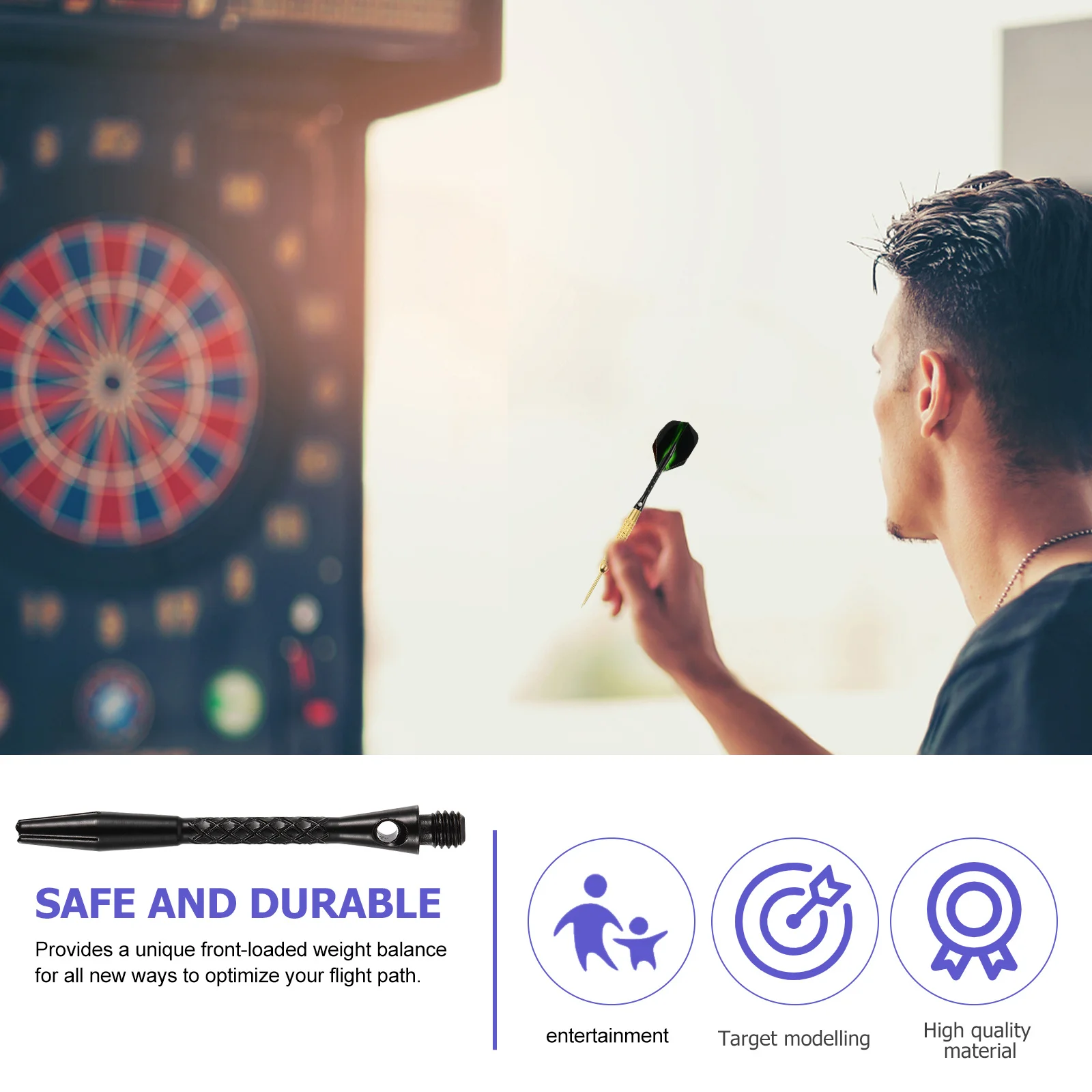 

12pcs Dart Shafts Aluminium Alloy Standard Thread Fit Most Flights Front-Loaded Balance Sharp Tip Reduced Bounce Outs Dart Game