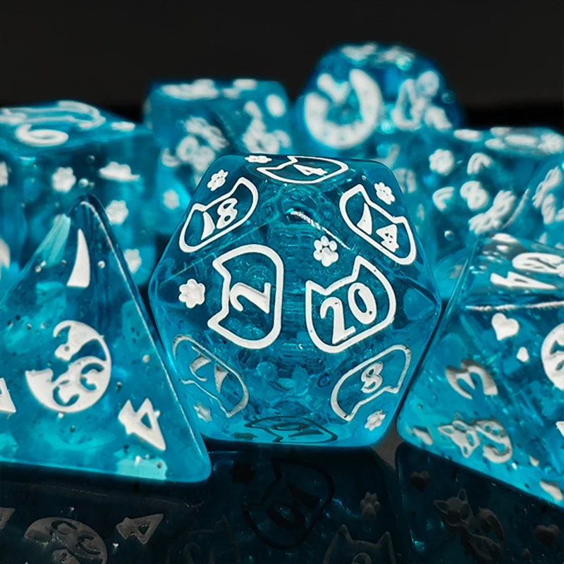 7 Pcs of New Double Colors Dice Polyhedral Gold Font Digital Dices Kit for TRPG RPG D20 D12 D10 D8 D6 D4 Table Game Kids Toy